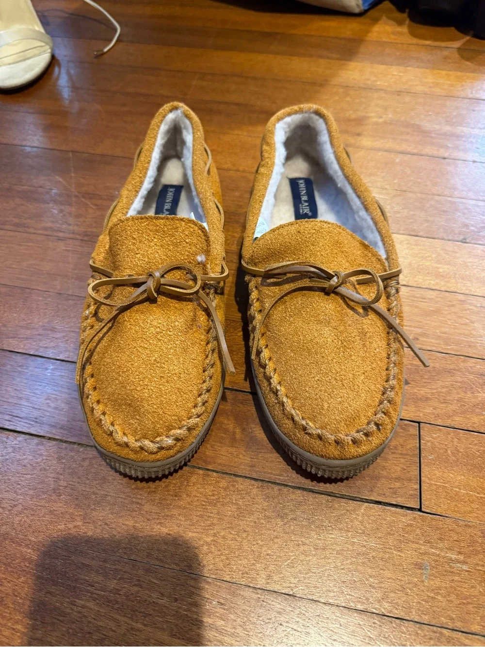 John Blair Signature Men’s Suede Moccasin Slipper - Tan